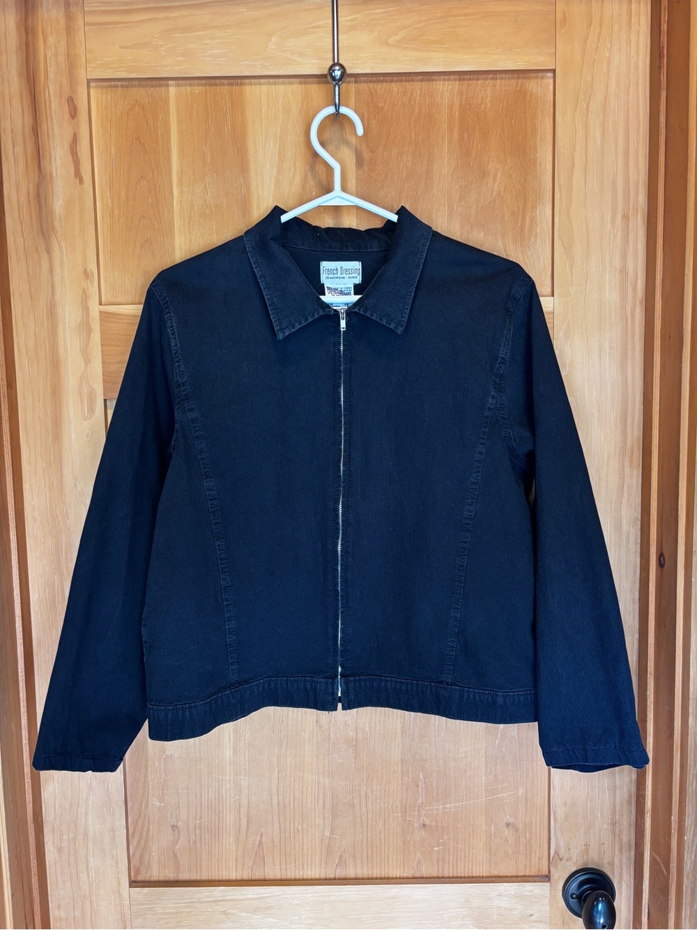Vintage French Dressing Black Corduroy Zip-Up Jacket Size 12 | Made in Canada